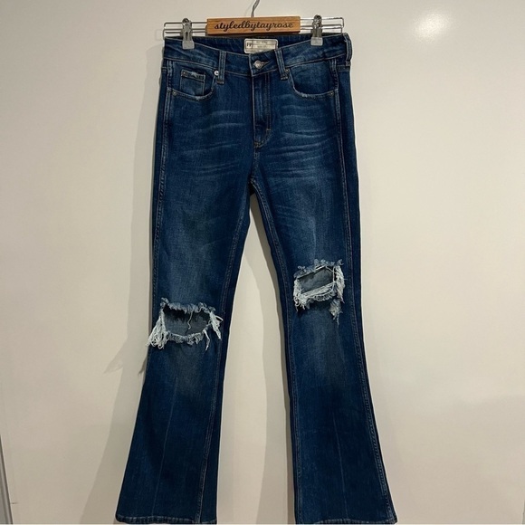 Free People Destroyed Flare Jeans - Picture 2 of 10